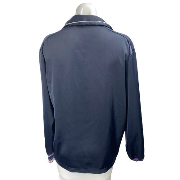 Saylient Women's Blue Collar Long Sleeve Button Down Classic Shirt Blouse Top M - Picture 2 of 3